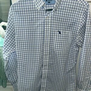 Classic White and Blue Grid Men's Shirt